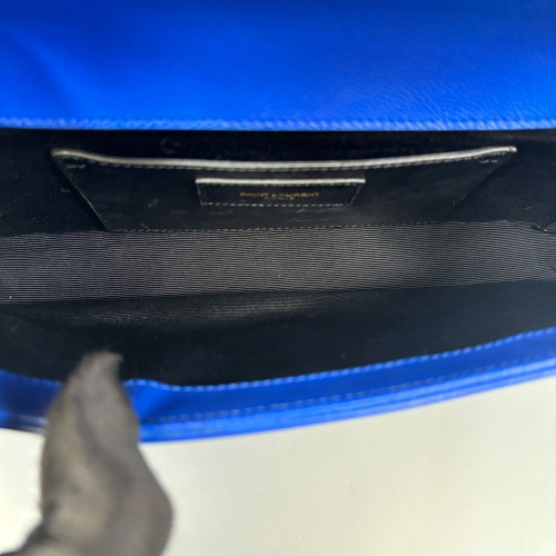 Yves Saint Laurent Clutch Shiny Caviar Calfskin Blue