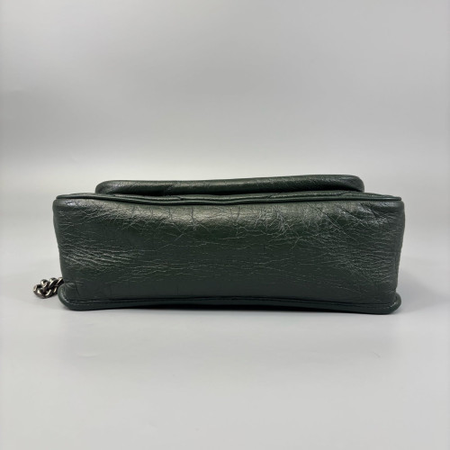 Yves Saint Laurent Medium Niki Chain Pull Up Leather Dark Green