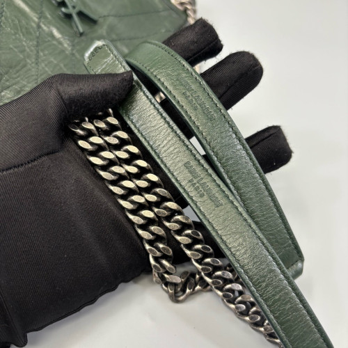 Yves Saint Laurent Medium Niki Chain Pull Up Leather Dark Green