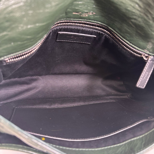 Yves Saint Laurent Medium Niki Chain Pull Up Leather Dark Green