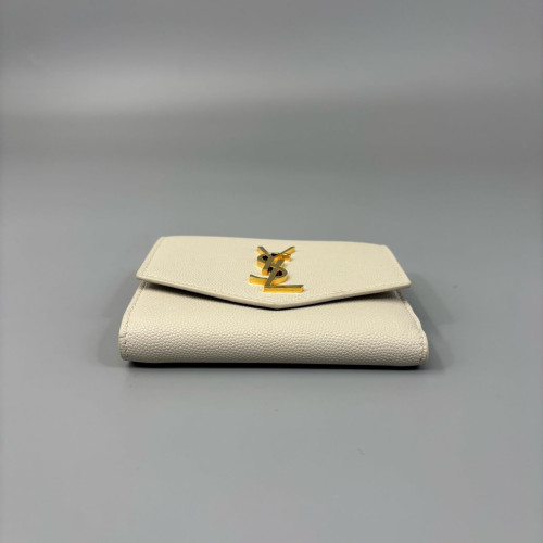 Yves Saint Laurent Compact Wallet Shiny Caviar Calfskin White