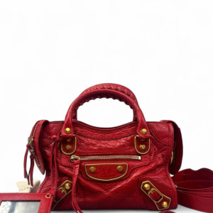 Balenciaga Mini City Pull Up Leather Red