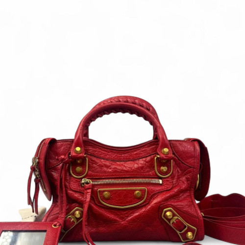 Balenciaga Mini City Pull Up Leather Red
