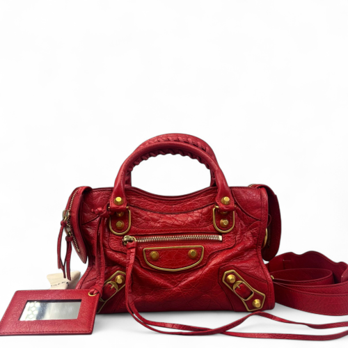 Balenciaga Mini City Pull Up Leather Red