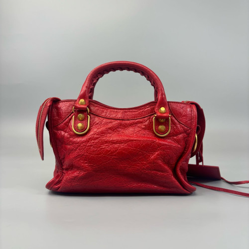 Balenciaga Mini City Pull Up Leather Red
