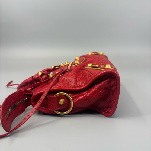 Balenciaga Mini City Pull Up Leather Red