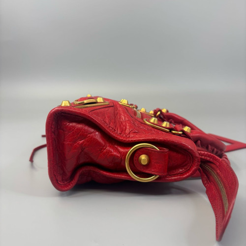 Balenciaga Mini City Pull Up Leather Red