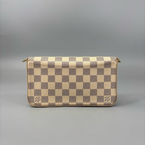 Louis Vuitton Pochette Felicie Chain Wallet Damier Azur White