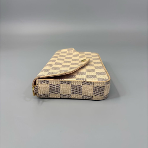 Louis Vuitton Pochette Felicie Chain Wallet Damier Azur White