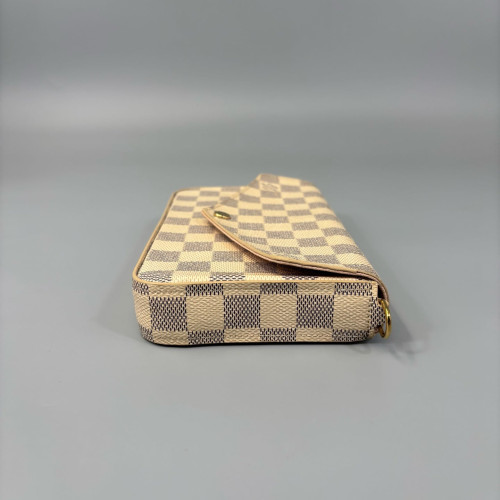 Louis Vuitton Pochette Felicie Chain Wallet Damier Azur White