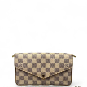 Louis Vuitton Pochette Felicie Chain Wallet Damier Azur White