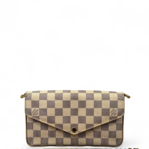 Louis Vuitton Pochette Felicie Chain Wallet Damier Azur White