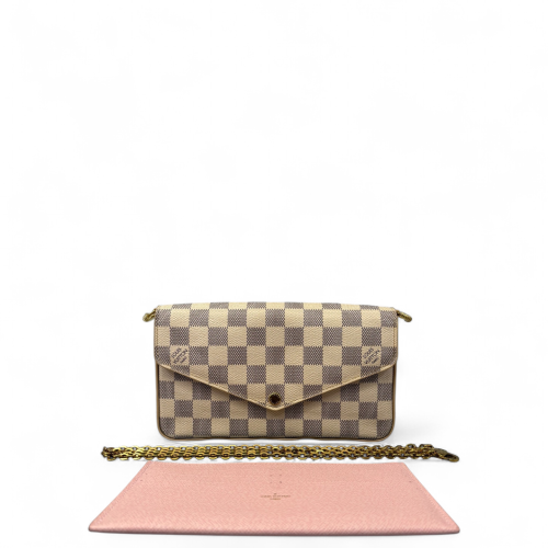 Louis Vuitton Pochette Felicie Chain Wallet Damier Azur White