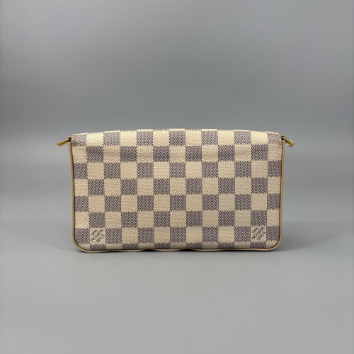 Louis Vuitton Pochette Felicie Chain Wallet Damier Azur White