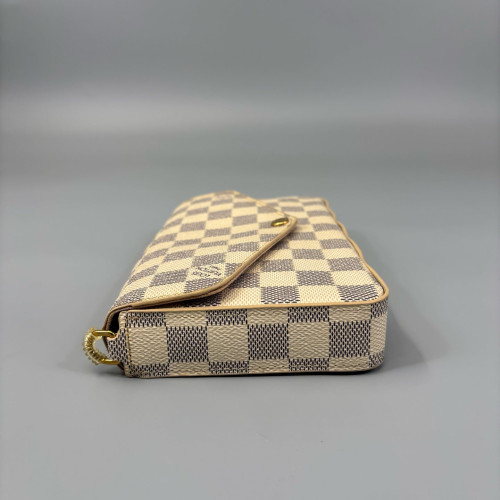 Louis Vuitton Pochette Felicie Chain Wallet Damier Azur White