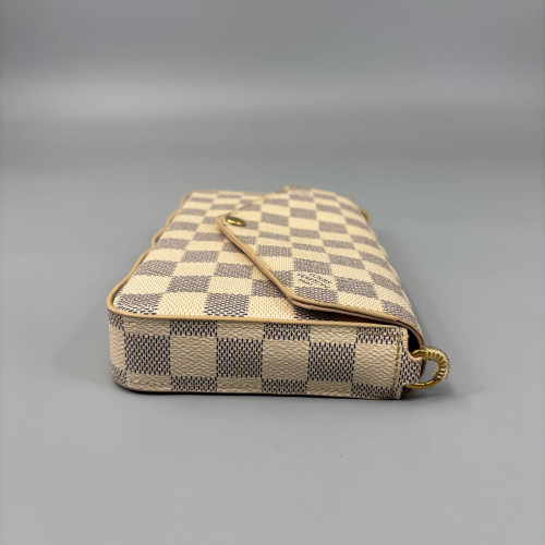 Louis Vuitton Pochette Felicie Chain Wallet Damier Azur White