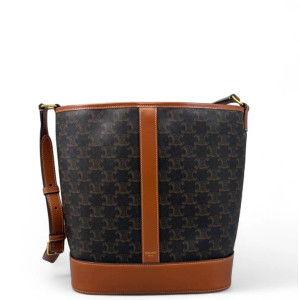 Celine Triomphe Triomphe Bucket Bag Mediun Triomphe Brown Black Celine Triomphe Triomphe Bucket Bag Mediun Triomphe Brown Black