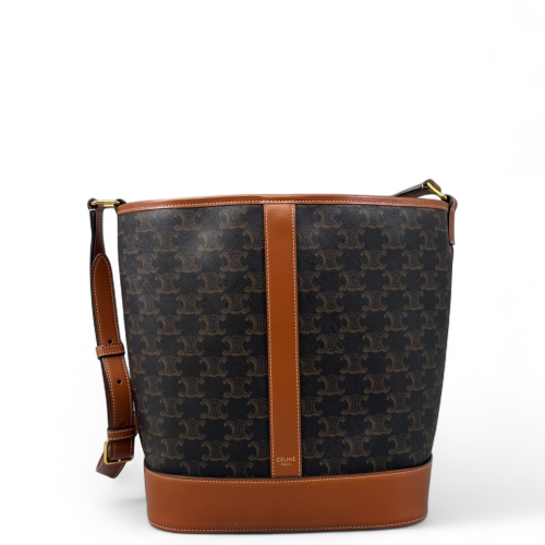 Celine Triomphe Triomphe Bucket Bag Mediun Triomphe Brown Black