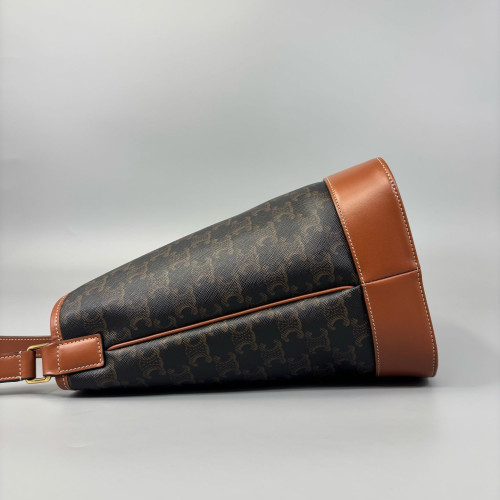 Celine Triomphe Triomphe Bucket Bag Mediun Triomphe Brown Black