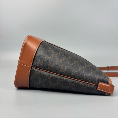 Celine Triomphe Triomphe Bucket Bag Mediun Triomphe Brown Black