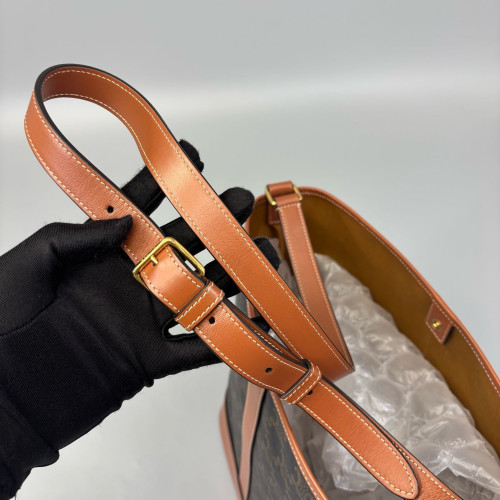 Celine Triomphe Triomphe Bucket Bag Mediun Triomphe Brown Black