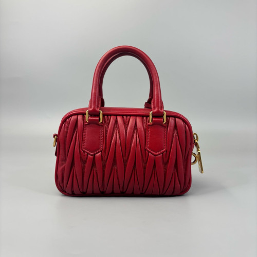 Miu Miu Mini Arcadie Crumpled Pantent Lambskin Red