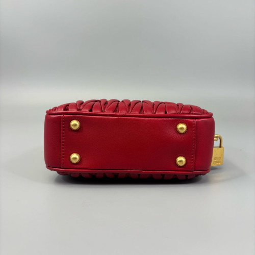 Miu Miu Mini Arcadie Crumpled Pantent Lambskin Red