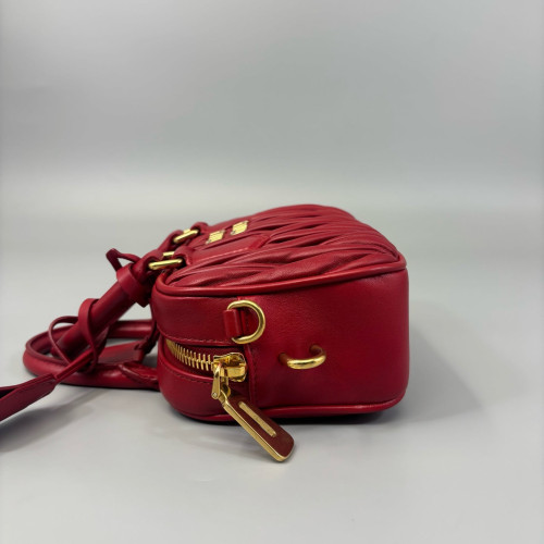 Miu Miu Mini Arcadie Crumpled Pantent Lambskin Red