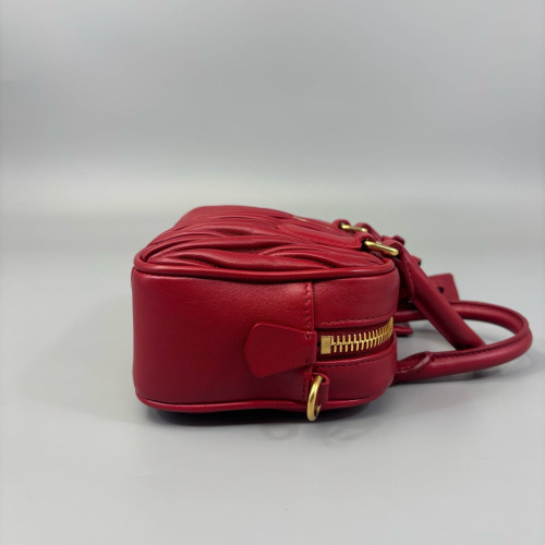 Miu Miu Mini Arcadie Crumpled Pantent Lambskin Red