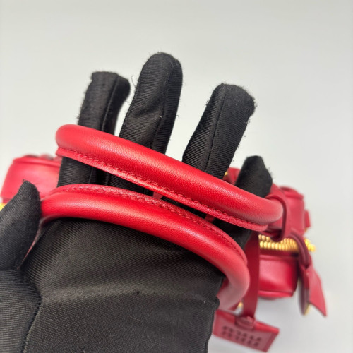 Miu Miu Mini Arcadie Crumpled Pantent Lambskin Red