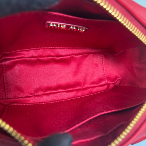 Miu Miu Mini Arcadie Crumpled Pantent Lambskin Red
