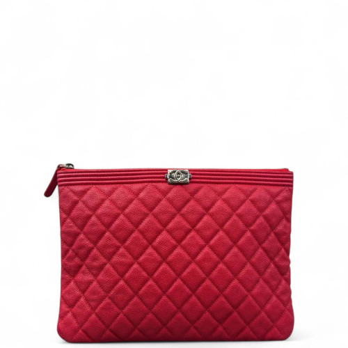 Chanel Quilted Clutch Grained Calfskin Fuchsia