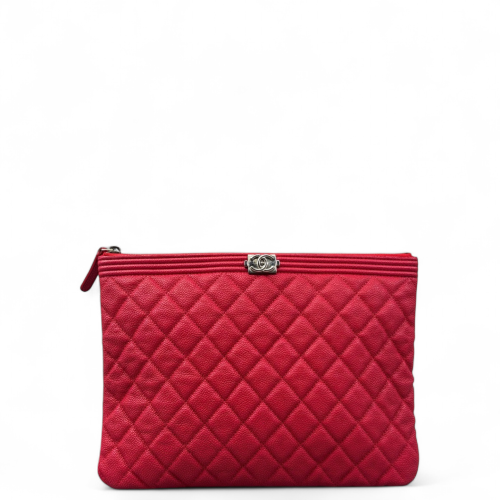 Chanel Quilted Clutch Grained Calfskin Fuchsia