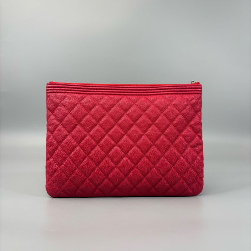 Chanel Quilted Clutch Grained Calfskin Fuchsia