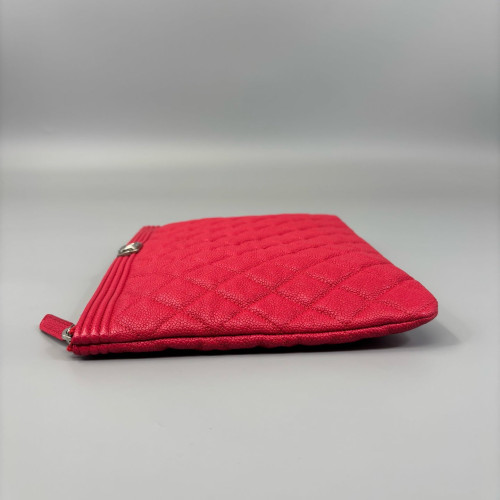 Chanel Quilted Clutch Grained Calfskin Fuchsia