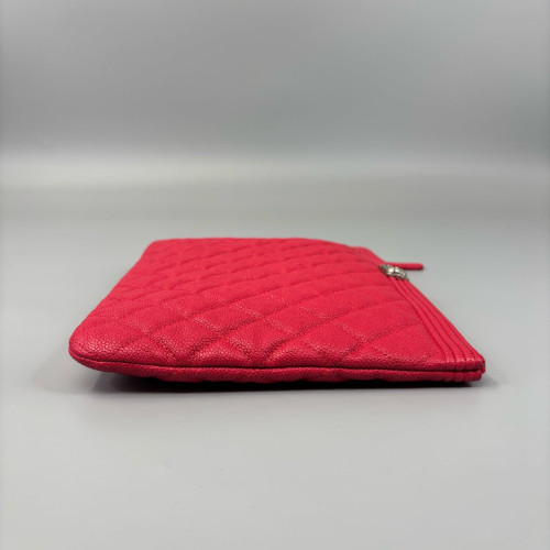 Chanel Quilted Clutch Grained Calfskin Fuchsia