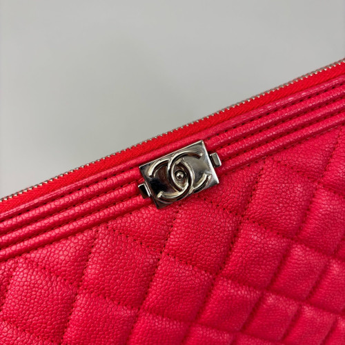 Chanel Quilted Clutch Grained Calfskin Fuchsia