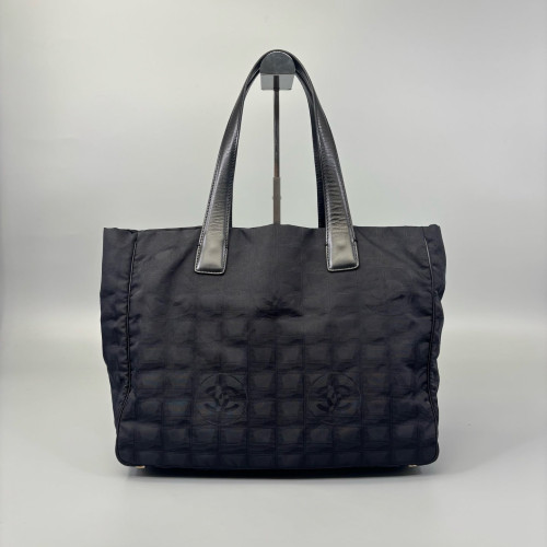 Chanel Chocolate Bar Tote Bag Nylon Black