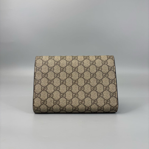 Gucci Mini Dionysus Chain Wallet GG Supreme Monogram Beige Brown