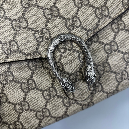 Gucci Mini Dionysus Chain Wallet GG Supreme Monogram Beige Brown