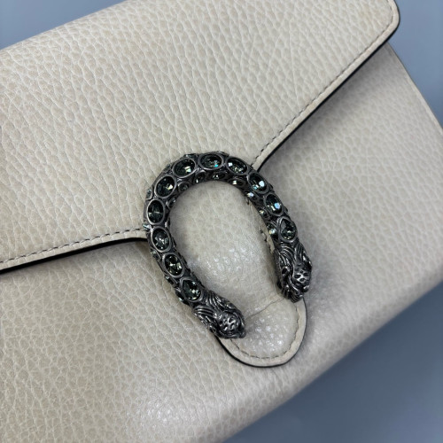 Gucci Crystal Mini Dionysus Chain Wallet Grained Calfskin Beige