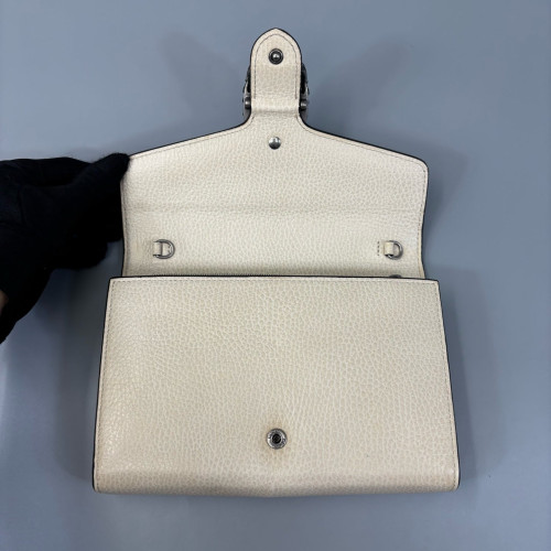 Gucci Crystal Mini Dionysus Chain Wallet Grained Calfskin Beige