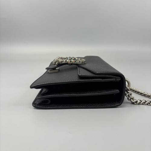 Gucci Crystal Meium Dionysus Grained Calfskin Black