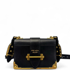 Prada Small Cahier Saffiano Calfskin Black