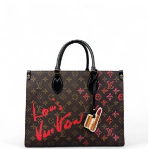 Louis Vuitton Onthego MM Monogram Brown Black Red