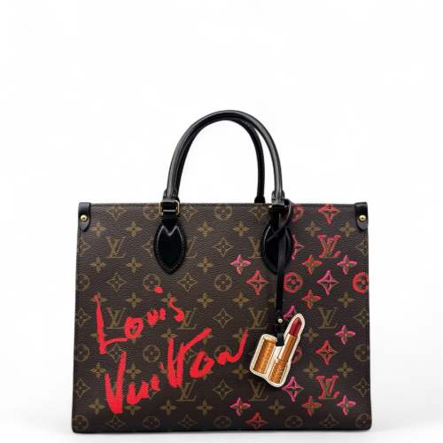 Louis Vuitton Onthego MM Monogram Brown Black Red