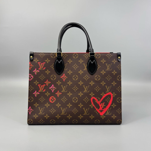 Louis Vuitton Onthego MM Monogram Brown Black Red
