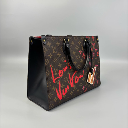 Louis Vuitton Onthego MM Monogram Brown Black Red