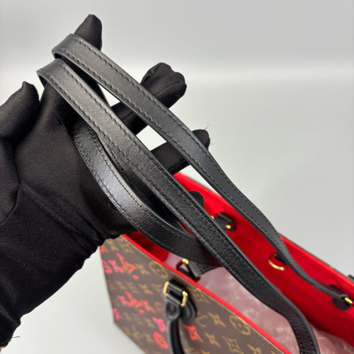 Louis Vuitton Onthego MM Monogram Brown Black Red