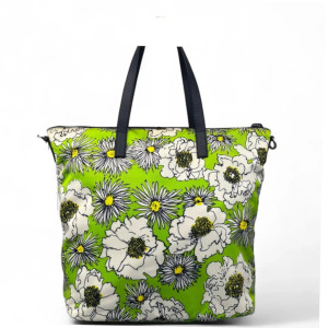 Prada Tote Bag Canvas Green White Black